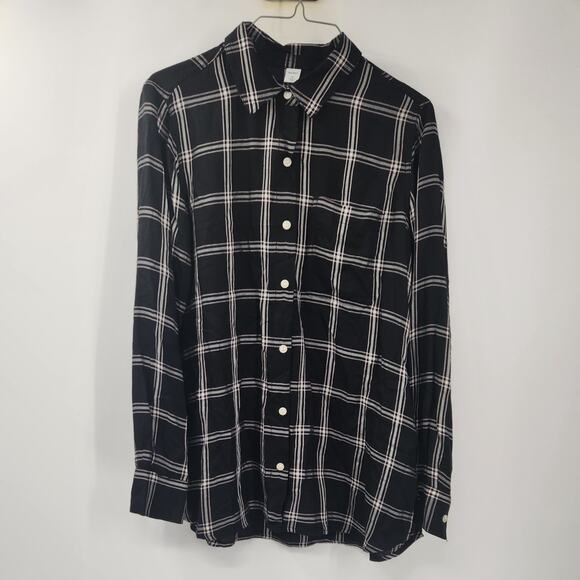 Old Navy Black Long Sleeve Button Down Top Womens Size Medium M - Picture 1 of 3